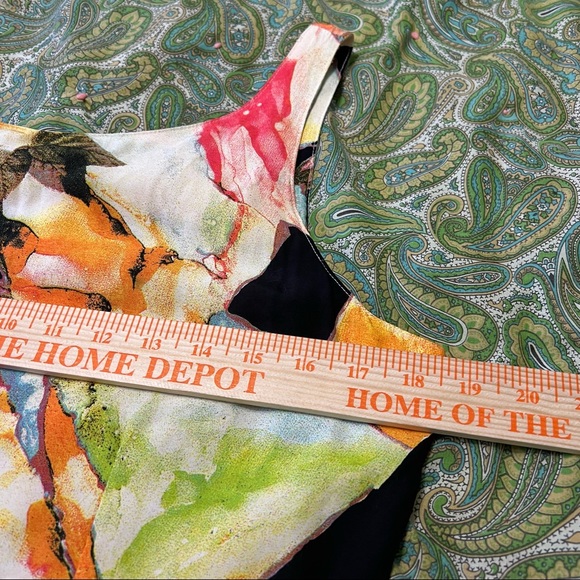 Vintage Crystal Floral Abstract 90s Sleeveless Dress M - Picture 6 of 10